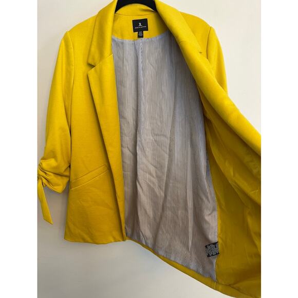Jules & Leopold Mustard Yellow Blazer Tie Sleeve Women’s Medium - Picture 6 of 8